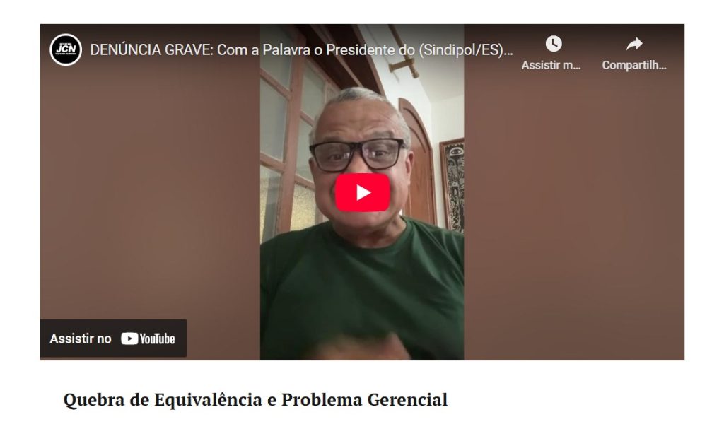 Presidente do SINDIPOL acusa Casagrande de 'quebrar alinhamento salarial' e 'fugir de quem fala a verdade'; Jornalista endossa falta de diálogo