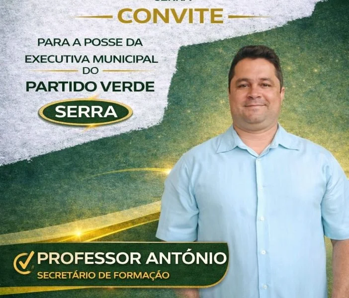 PROGRAMA ESTADUAL DE FORMAÇÃO POLÍTICA DO PV IMPULSIONA RENOVAÇÃO NO ESPÍRITO SANTO Prof. Antônio Junior, Diretor de Formação Política do PV Serra (ES), em foto institucional para o Programa Estadual de Formação Política do Partido Verde Espírito Santo.